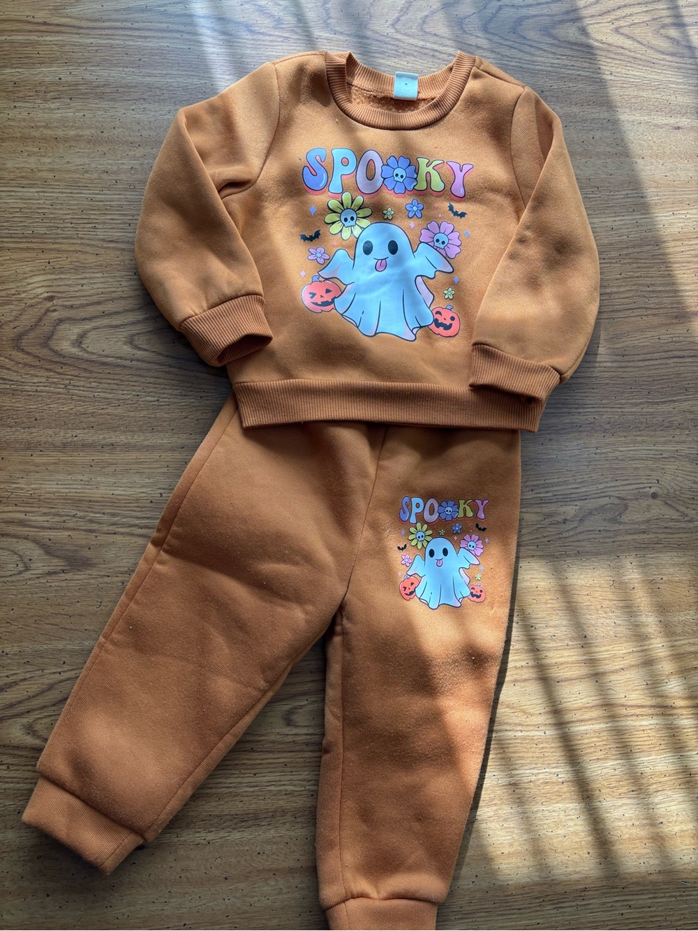 SHEIN Orange 'Spooky' Ghost Sweatshirt & Jogger Set